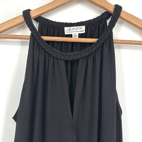 Max Studio Halter Cross Front Tank Top Women’s Size Small in Black - Picture 2 of 8